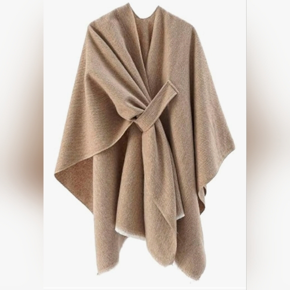 HXZNY: Cashmere Feel Shawl Wrap Poncho Soft Capes Open Front Cardigan Wrap. Warm - Picture 1 of 4